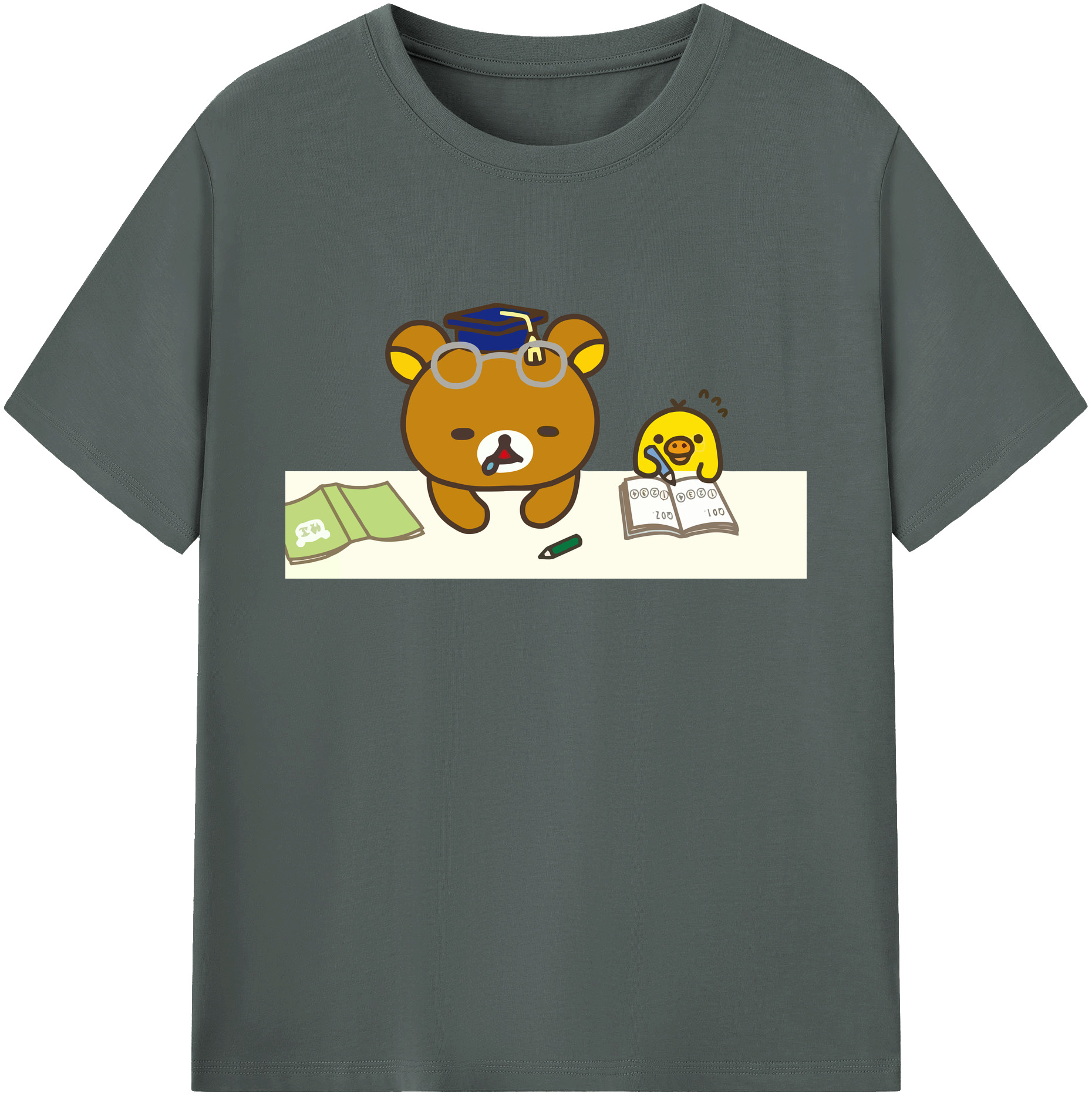 （画像用） リラックマ リラックマ キイロイトリ Rilakkuma Korilakkuma Kiiroitori 綿100％ メンズ半袖Tシャツ｜肌触りやわらか＆通気性